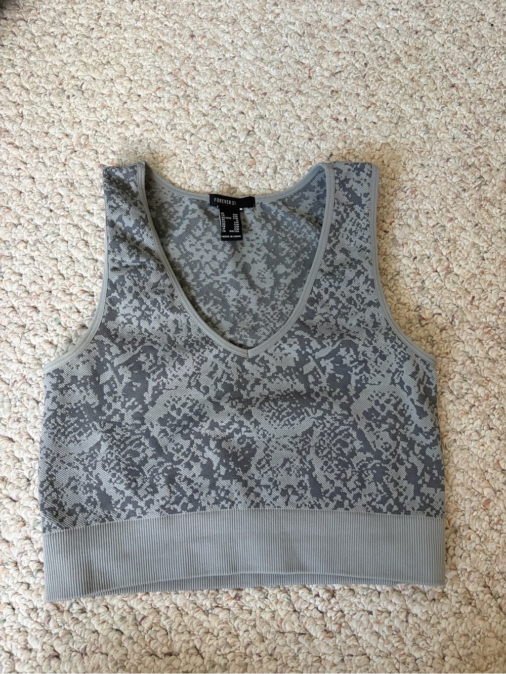 Forever 21 Gray Patterned Crop Tank